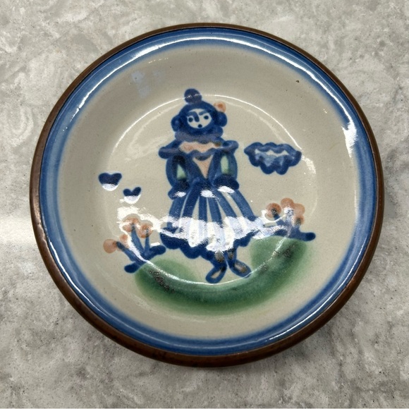 M.A. Hadley Pottery Set of 3 Trinket Dish 4”  Coasters Copper Back - Picture 4 of 5